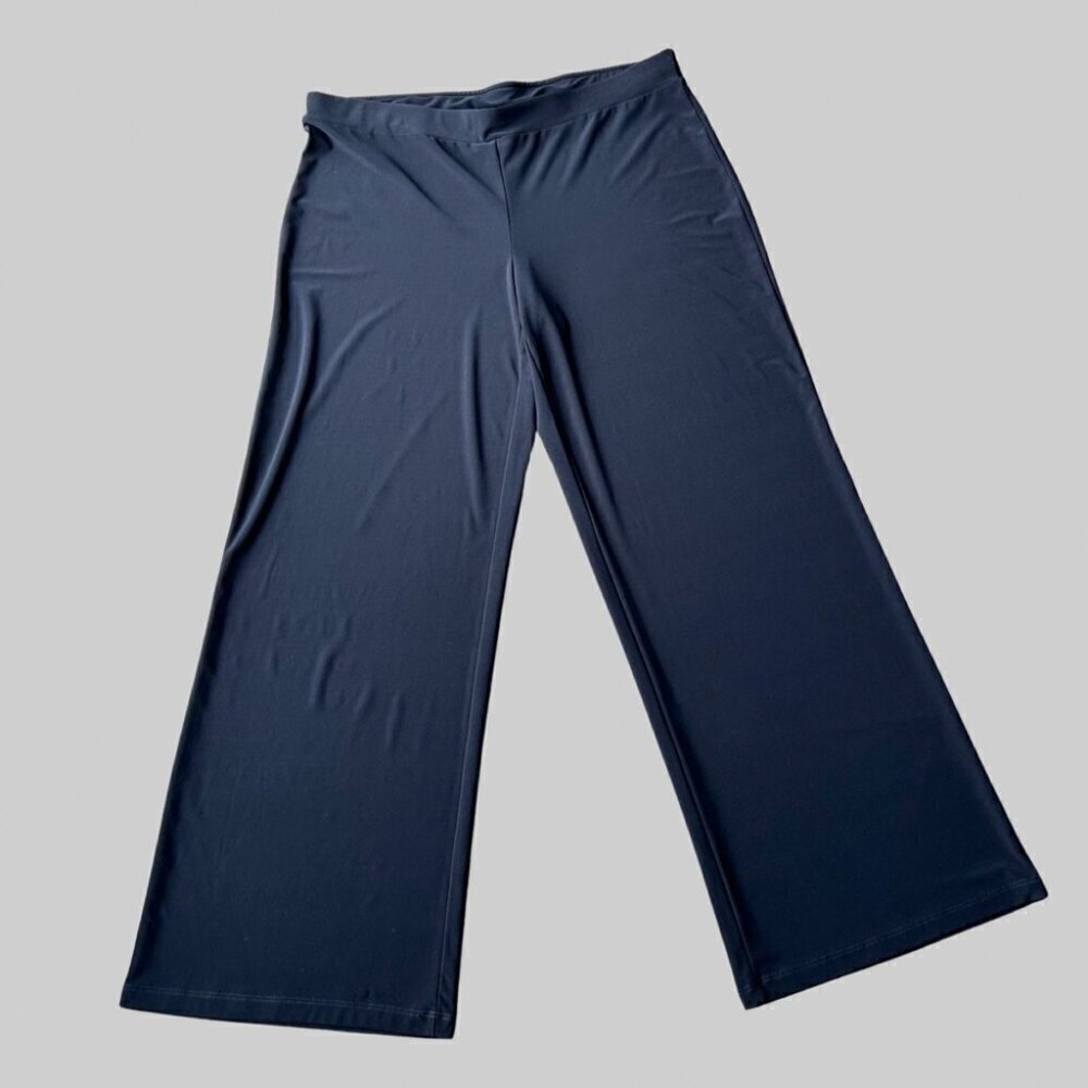 Laura Navy Colour Jersey  Wide Leg Pants